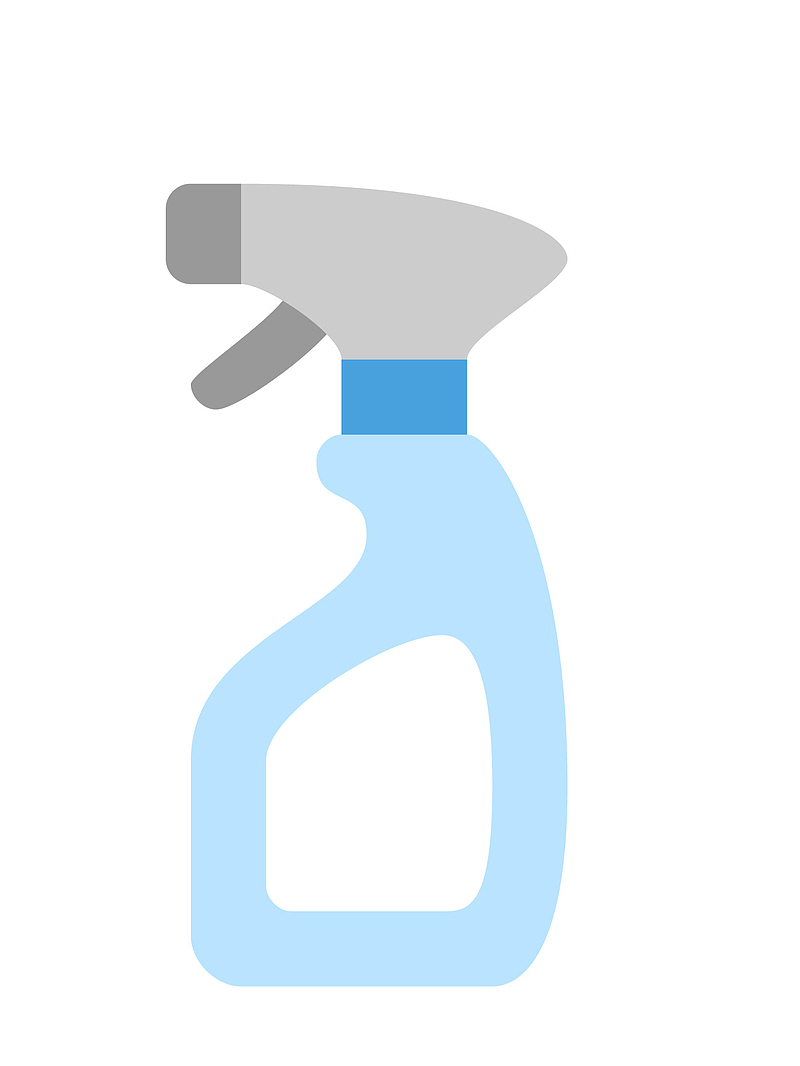手绘卡通蓝色空白清洗剂瓶子