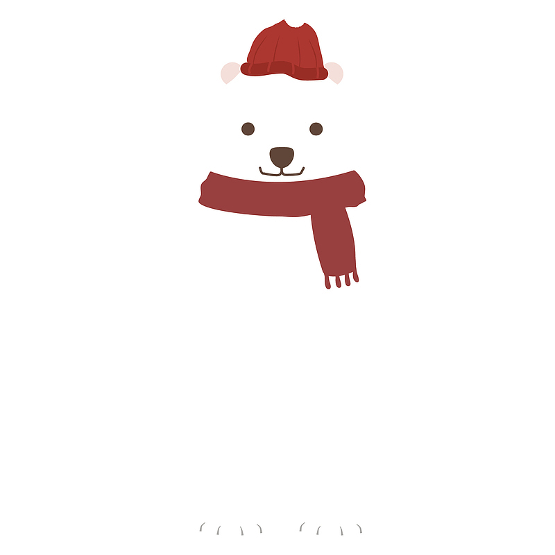 冬天围着围巾的北极熊矢量免抠图