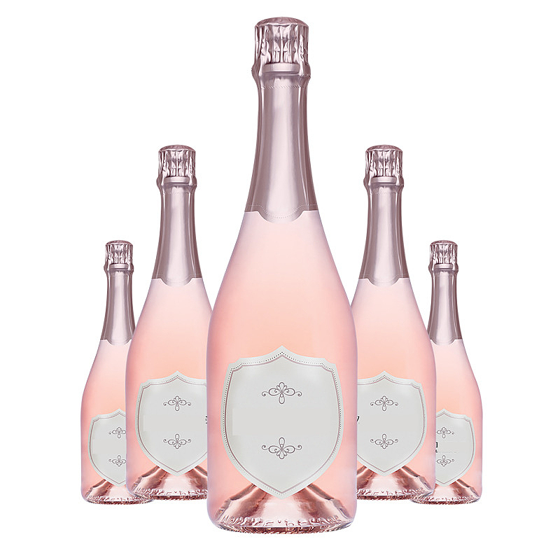 免抠粉色香槟酒瓶子装饰