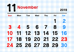 格子款2019年日历11月专用