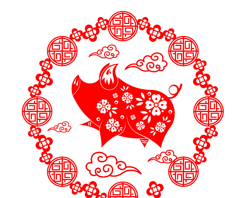 中国风喜庆2019年猪插画