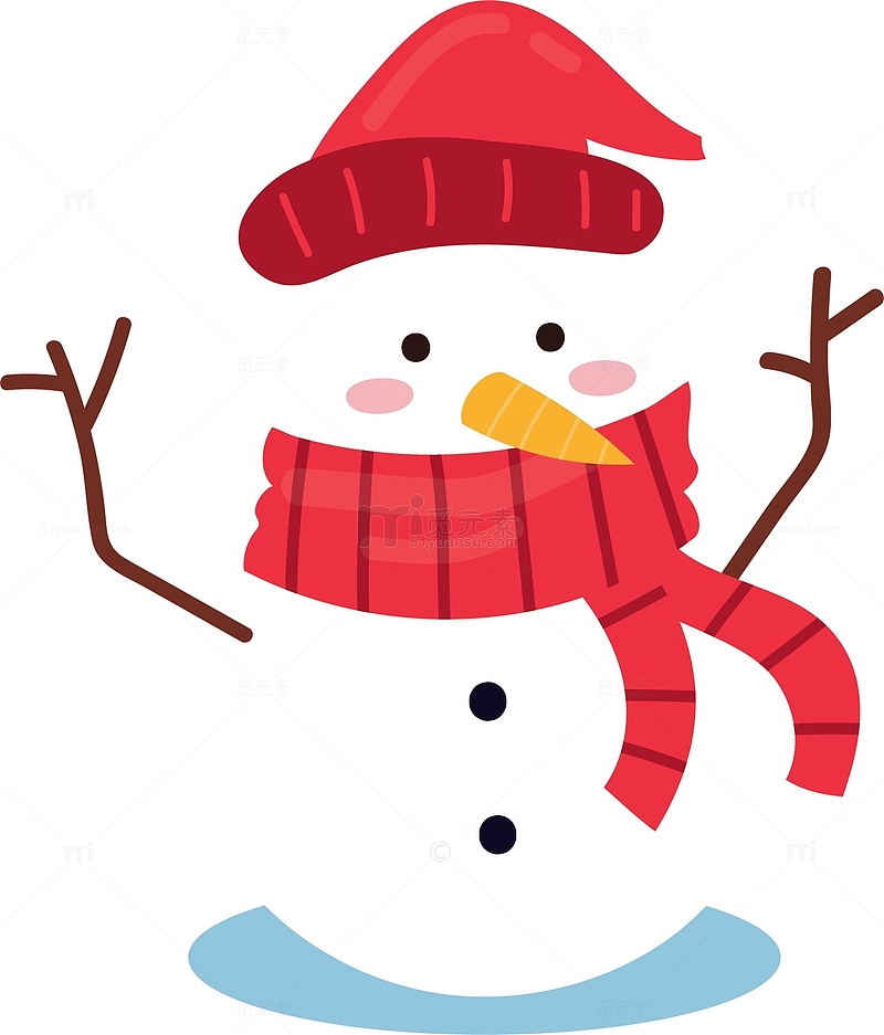 圣诞帽装饰的雪人