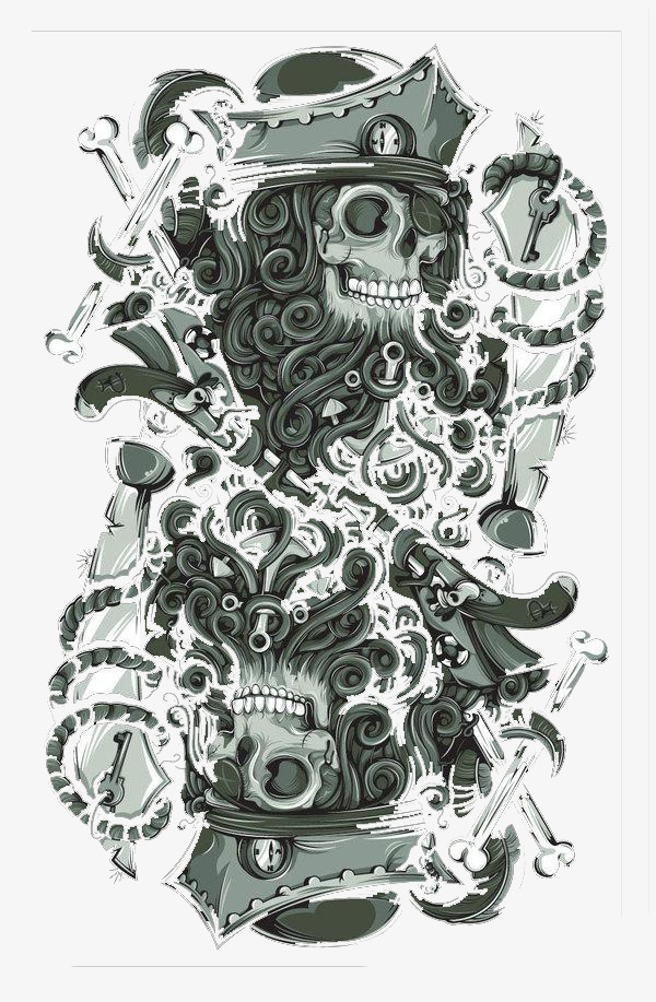 灰色炫酷骷髅插画