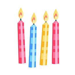 矢量卡通手绘生日蜡烛