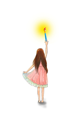 卡通手绘小女孩插画