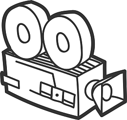 黑色手绘线条放映机