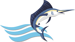 一条矢量蓝色剑鱼