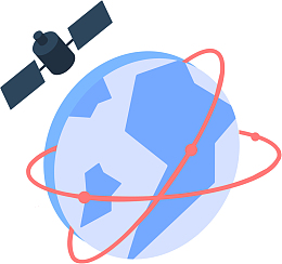 2.5D地球卫星图标矢量图
