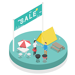 室外用品矢量插图