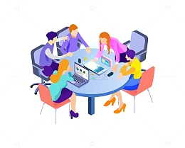 2.5D立体商务办公插画