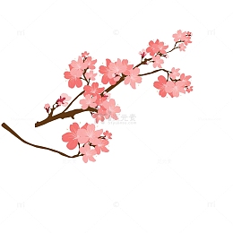 矢量卡通盛开红色腊梅花朵