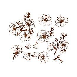 矢量卡通手绘腊梅花枝