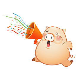 双11双12可爱小猪在拿着喇叭