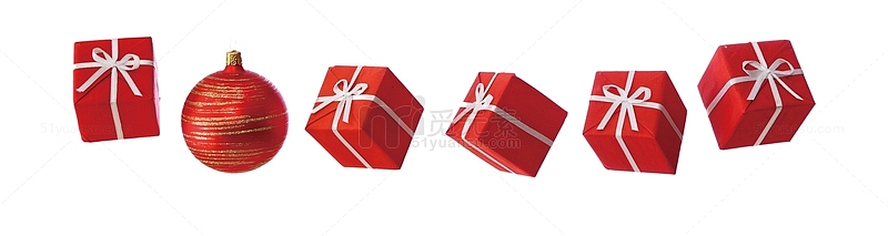 红色蝴蝶结丝带装饰圣诞节礼盒