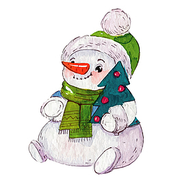手绘雪人装饰素材