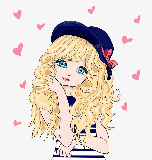 卡通美女免抠素材免费下载_觅元素51yuansu.com