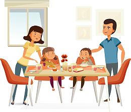 幸福一家四口聚餐