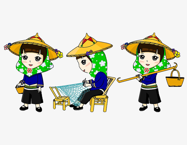 各种劳作造型的惠安女孩