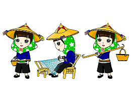 各种劳作造型的惠安女孩