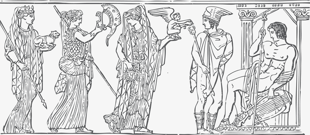 线条手绘风格壁画古希腊神