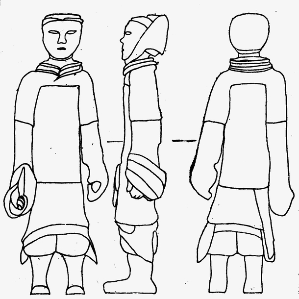 黑色线条手绘卡通兵马俑