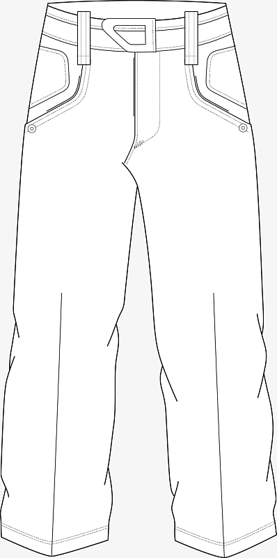 手绘女士长裤素材图