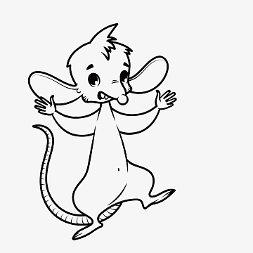 黑色卡通线条老鼠