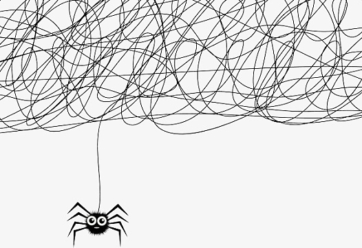 手绘黑色杂乱线条蛛丝