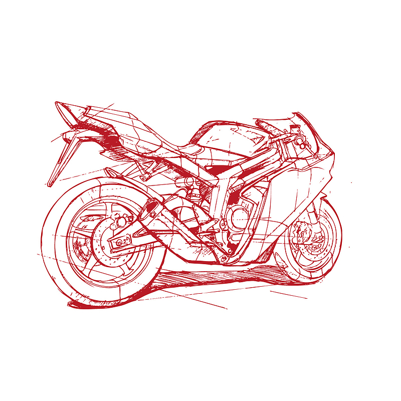 手绘线条摩托车设计