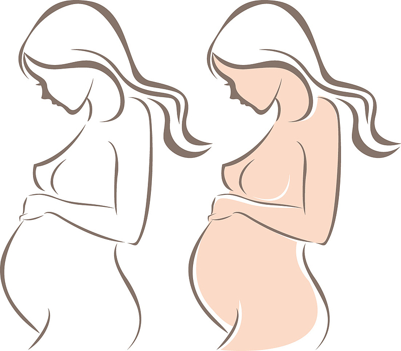 手绘线条母亲孕妇