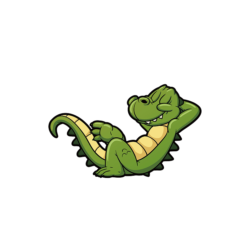 卡通惬意躺着的小鳄鱼素材