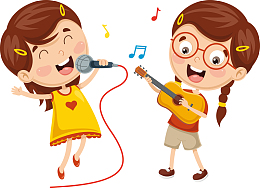 唱歌和弹吉他的小朋友