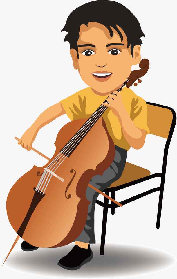 拉大提琴的男生矢量图