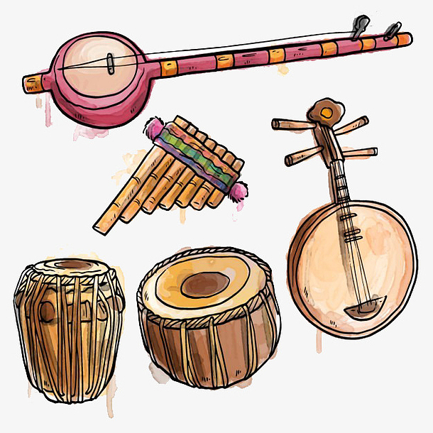 手绘中国风乐器素材免抠素材免费下载_觅元素51yuansu.com