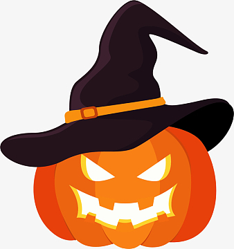 卡通万圣节女巫南瓜