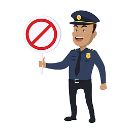 一个手举禁止牌的交警