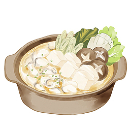 灰色锅的可爱手绘火锅