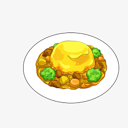 卡通手绘咖喱饭素材