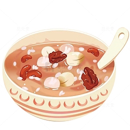 卡通手绘花生莲子腊八粥