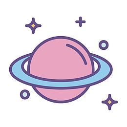 卡通手绘宇宙卫星 矢量