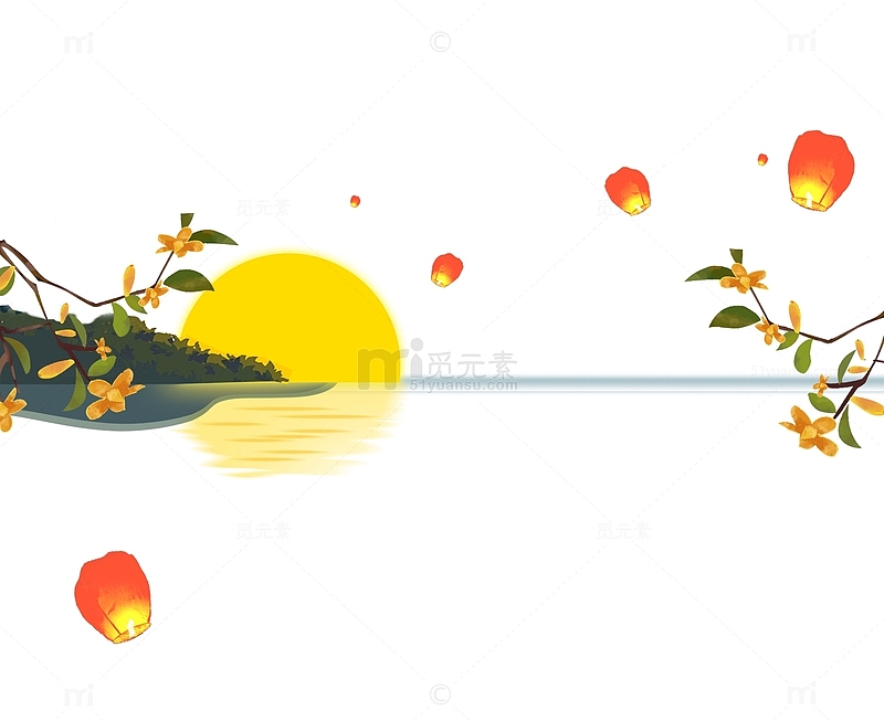 手绘卡通中秋装饰