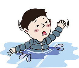 手绘落水男孩免抠图