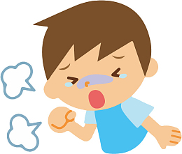 手绘卡通男孩咳嗽免抠