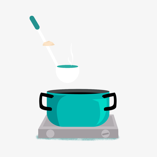 手绘卡通厨具锅子