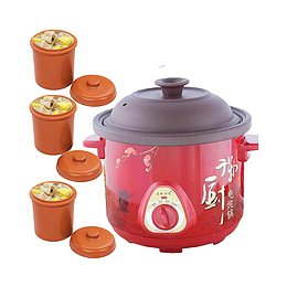 三罐小型紫砂锅加一个紫砂大锅