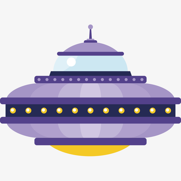 手绘卡通宇宙彩灯飞船矢量