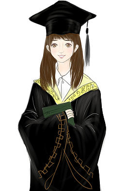 手绘卡通高校毕业美女