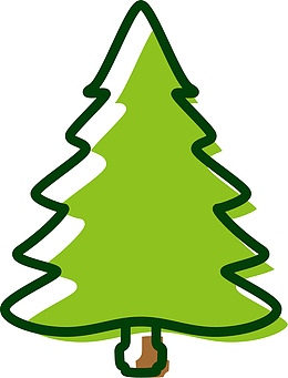 描边矢量卡通风格雪松