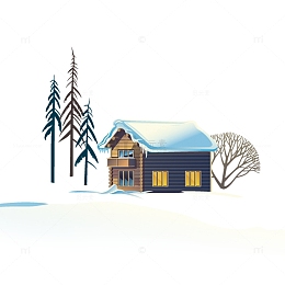 白色大雪房屋冬日图标