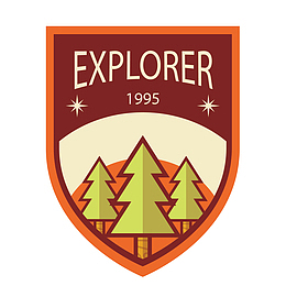 英文探险explorer盾牌图标